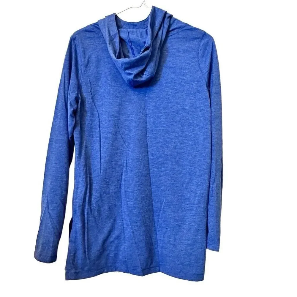 Sport Tek Women's Hoodie Wicking Long Sleeve Pull Over Top Blue Medium